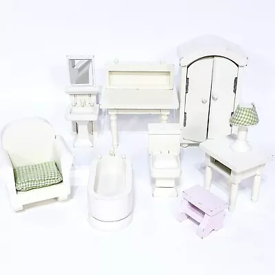 $49.50 • Buy 11 Pc White Painted Wood Bathroom Dollhouse Set Pottery Barn Kids
