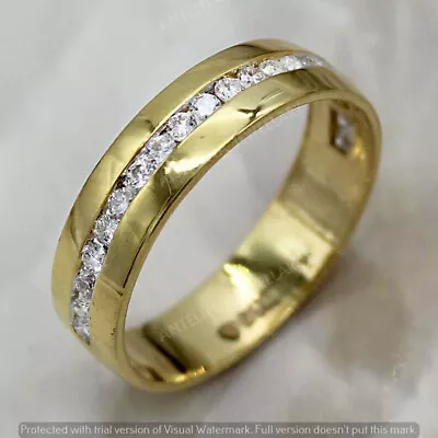 1.25 Ct Diamond Men's Half Eternity Engagement Wedding Band 14K Yellow Gold Over • $114.37