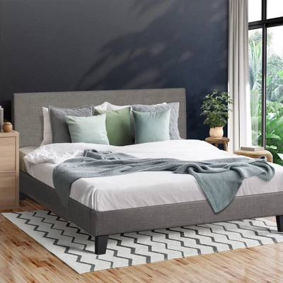 $159.90 • Buy Oikiture Bed Frame Queen Double King Single Wooden Slats Fabric Leather