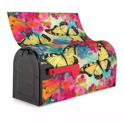 Magnetic Mailbox Cover Wrap Butterflies Flowers Protector Decoration Spring • $16.99