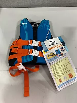 Stearns Kids/Youth Hydroprene Life Vest Jacket 30-50 Pounds Blue Orange • $29.99