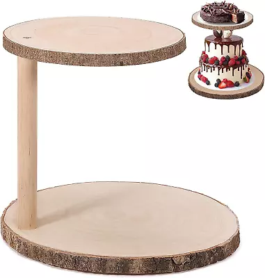 Ayfjovs 2 Tier Wood Cupcake Tower Cake Stands Rustic Stand  • $36.76