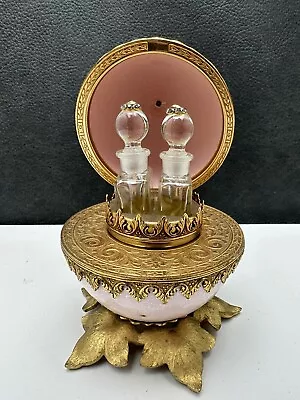 Evans Perfume Casket Egg Pink Gold 5 1/2  Vintage 1928-40 W Bottles • $185