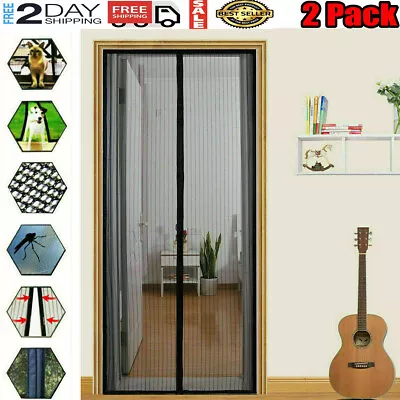 2xHands-Free Magnetic Screen Door Mesh Net Mosquito Fly Insect Bug Curtain 2pack • $15.99