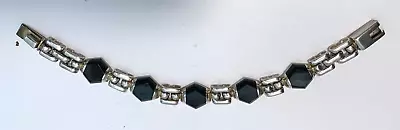 Vintage MEXICAN *950* STERLING  SILVER &  Hexagon BLACK ONYX BRACELET-7  1/2 • £52.25