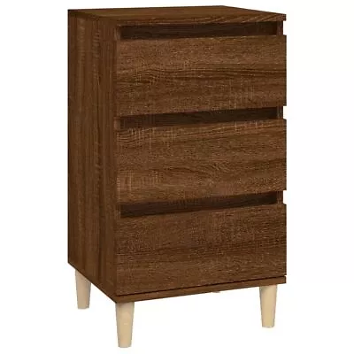 Modern Wooden Bedside Table Cabinet Unit Nightstand With 3 Drawers Wood Legs • £49.39