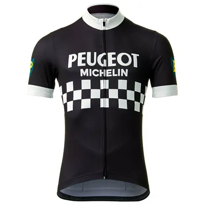 Vintage Peugeot BP Michelin Retro Cycling Jersey Men Cycling Short Sleeve Jersey • $37.61
