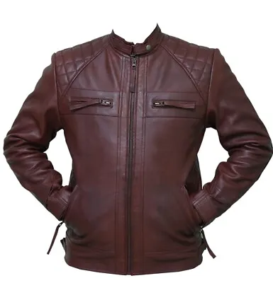 Vintage Café Retro Black Biker Leather Jacket  Soft Sheepskin | Motorcycle Style • $93.49