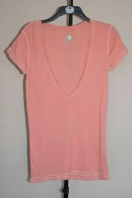 £4.99 • Buy Old Navy Peach Coloured Short Sleeve Deep V Neck Cotton Top. Size XL
