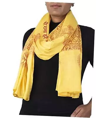 Yoga Scarf Meditation Shawl Large Wrap Hindu Prayer Stole OM Krishna Yellow • $40.31