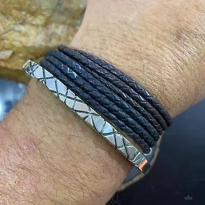 Native American Sterling Silver Engraved Heavy Gauge Solid Bracelet For Men • $431.25