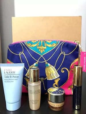 £21.90 • Buy Estee Lauder Gift Set With Makeup Bag (Makeup Remover, Lotion, Cream, Mascara)