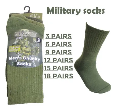 3-18 Pairs Mens Army Hiking Military Boot Work Socks High Performance Toe 6-12 • £6.99