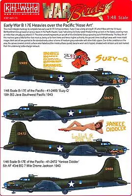 Kits World Decals 1/48 EARLY WAR B-17E HEAVIES OVER THE PACIFIC Suzy-Q • $12.99