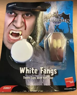 White Fangs Tooth Caps With Adhesive Vampire Halloween Fancy Dress Accessory • £4.99