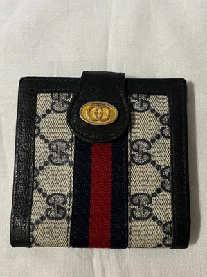 $99 • Buy Authentic Vintage Gucci  Sherry  Line Wallet Black GG PVC