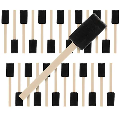 $8.99 • Buy 25 Pack - 1   Foam Sponge Paint Brush Set Wood Handle Craft Touch Up Stain
