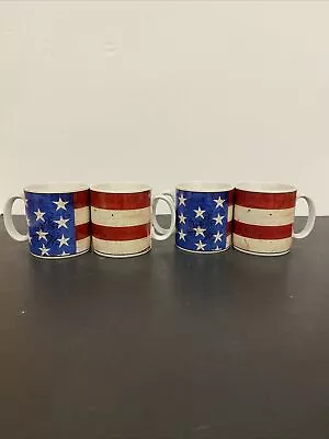 Warren Kimble Colonial Coffee Mug Sakura 1997 American Flag Americana - Set Of 4 • $17