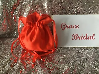 £4.99 • Buy BRIGHT CORAL SATIN DOLLY BAG  BRIDESMAID PROM FLOWER GIRL **free Swatches ** 