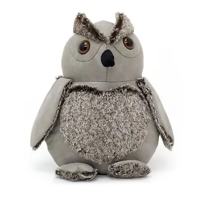 Hootie Grey Owl Doorstop | Faux Leather Weighted Owl Shaped Bird Door Stop 1.8kg • £24.99