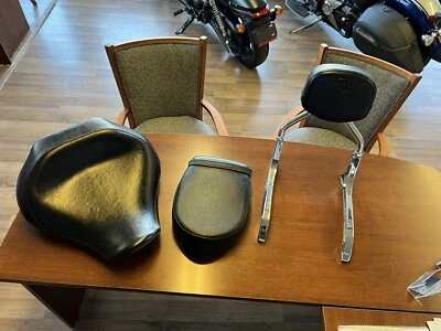 $300 • Buy 2007-2009 Yamaha 1300 V-star Oem Front & Rear Seat Saddle With Sissy Bar Back