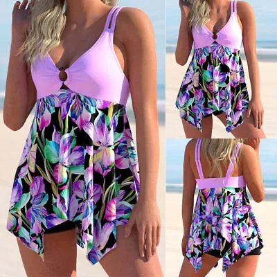 £13.59 • Buy 2PCS Ladies Tankini Swimsuit Set Swim Dress Boyshorts Swimwear Swimming Costume
