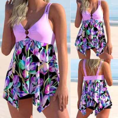 £13.59 • Buy 2PCS Ladies Tankini Swimsuit Set Swim Dress Boyshorts Swimwear Swimming Costume