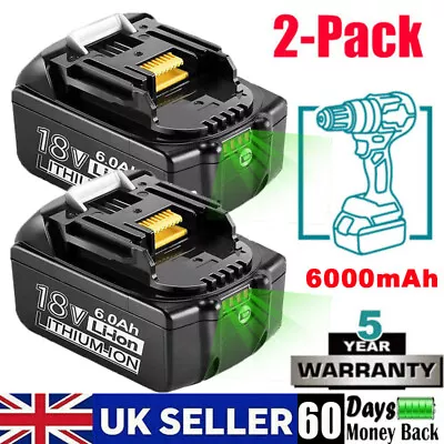 2 Packs For Makita 18V Battery 6.0Ah BL1830 BL1850 BL1860 LXT Lithium-Ion W/ LED • £31.98