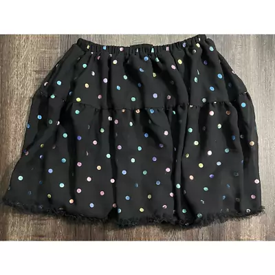 Kidpik Girls Black Skirt Colorful Dots Tulle Trim Size 7/8 • $13