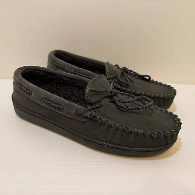 Minnetonka Moccasin Slippers Men’s Size 8 Gray Suede Leather Slip On • $10