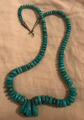 Beautiful Vintage Turquoise Heishi  Necklace 29” • $349.99