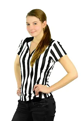 Mato & Hash Womens 1/4 Zip-Up Referee Bar Uniform Ref Shirts • $19.99