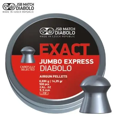 JSB Exact Jumbo Express .22 Air Pellets Tin Of 500 5.52 Fast UK Dispatch • £20.45