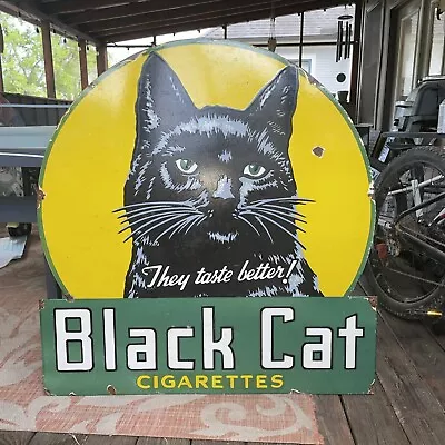 Large Vintage Black Cat Cigarettes Porcelain  Sign 42  • $99