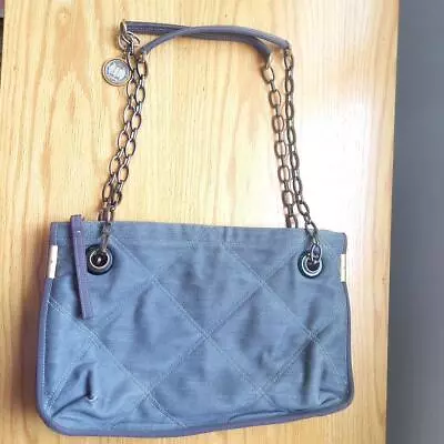 LANVIN Woman Vintage Bag Shoulder Bag Chain Logo Charm Denim Pocket • $183.04