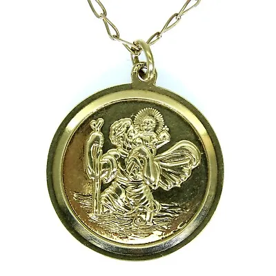 Charming Saint Christopher 9ct Yellow Gold Charm Pendant & 16  Chain • £168.75