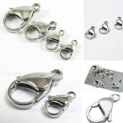 Wholesale 9-22mm 12-100pc Solid 316L Stainless Steel Lobster Clasps DIY Findings • $8.11
