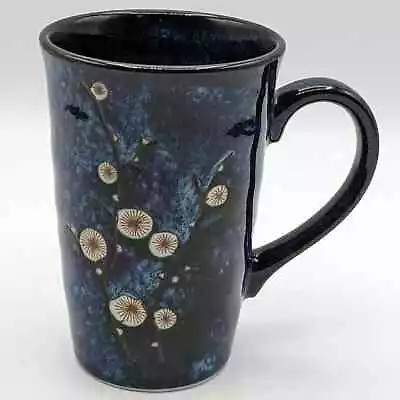 World Market Cherry Blossom Cobalt Blue 10oz Tall Coffee Tea Mug Cup • $19