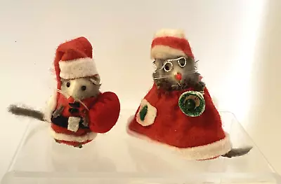 VTG Dressed Mouse Mr & Mrs SANTA CLAUS Original Fur Toys W. Germany Christmas • $30