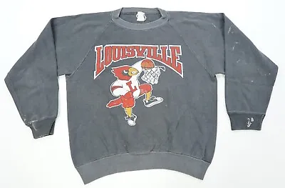Rare Vintage Louisville Cardinals Basketball Mascot Dunking Sweatshirt 90s Gray • $34.99