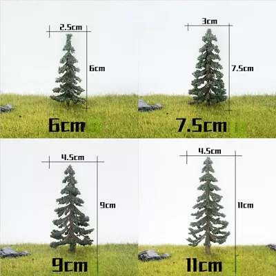 3PC Miniatures Green Cedar Pines HO/OO Scale Evergreen Tree Forest Plants Model • $5.49