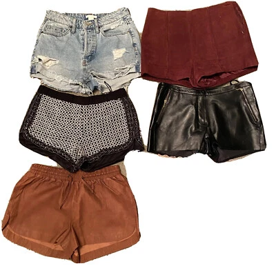 $24.99 • Buy Lot Of 5 Leather & Fabric Short Shorts Sz XS ZARA, H&M, Forewer 21