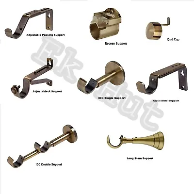 £9.49 • Buy Antique Brass 28mm/ 35mm  Diameter Various Styles Curtain Pole Brackets/Supports