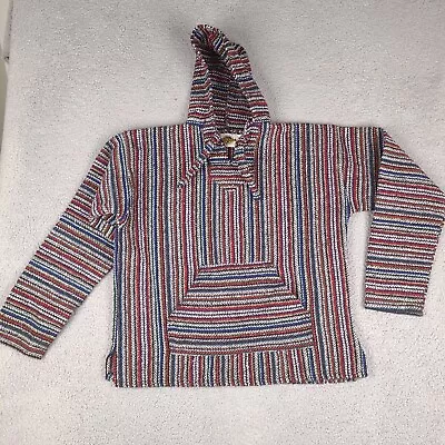 Earth Ragz Mexican Drug Rug Hoodie Mens XL Baja Hippie Pullover Colorful • $24.95