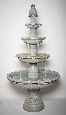 Tiered Stone Effect Fountain 4 Tier Water Feature Lights Self Contained 204cm • £808.98