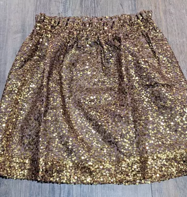 J Crew Skirt Womens 6 Gold Sequin Short Pull On Elastic Waist Casual Sparkly • $21.99