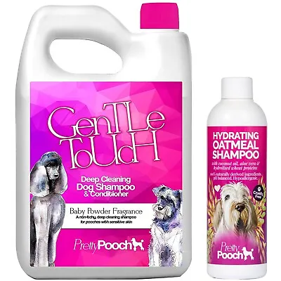 £17.95 • Buy Pretty Pooch Dog Shampoo Dry Itchy Sensitive Skin Baby Powder 2L & Oatmeal 250ml