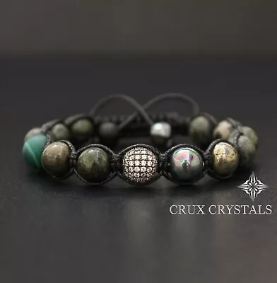 Unisex Gift For Him Serpentine Shamballa Gemstone Beaded Wrap Bracelet Yoga • $46