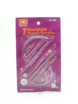 7pc PACK SEWING NEEDLE SET SELF THREADING CURVED REPAIR CRAFT SEWING DRESSMAKING • £1.99