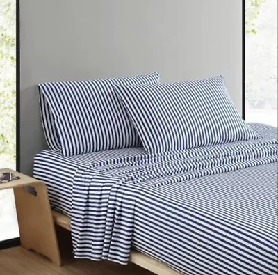 Marimekko Ajo Blue Striped 3 Pc 100% Percale Cotton Sz Twin XL  Sheet Set NIP • $64.99